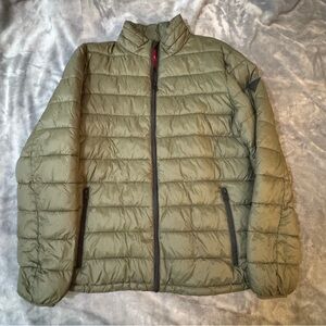 Guess Green Puffer Jacket with Quilted Design